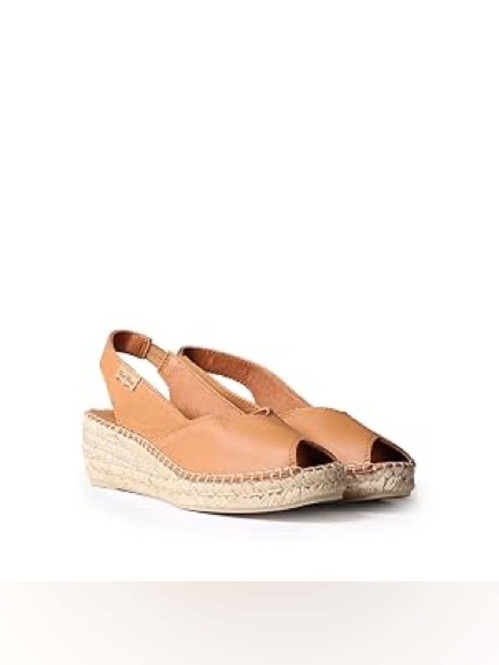 Tan Leather Espadrille Slingback Wedge Sandals